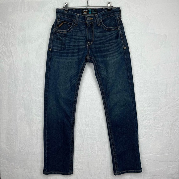 Ariat Other - Ariat Rebar M7 Slim Straight Leg Dark Washed Blue Denim Jeans Men's Size 30x32